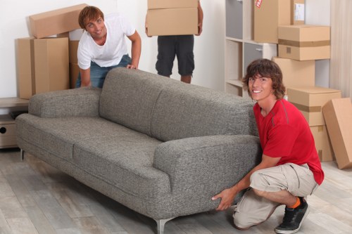Piano moving equipment and protection used for a Chelsea property