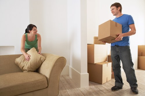 Packed furniture ready for collection in Chelsea